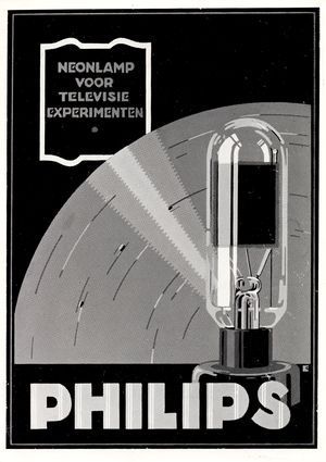 Reclamefolder voor neonlamp voor tv-experimenten, 1929